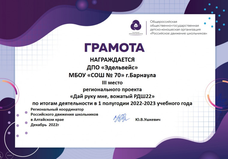 "Дай руку мне, вожатый РДШ22".